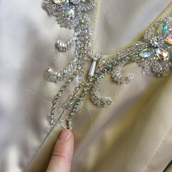 Iced champagne trumpet evening gown - Picture 6 of 8